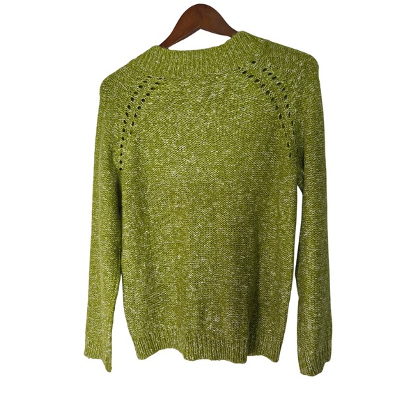 ST JOHN'S BAY Petite large Green Marled V-Neck Cable‎ Knit Sweater - Picture 7 of 7